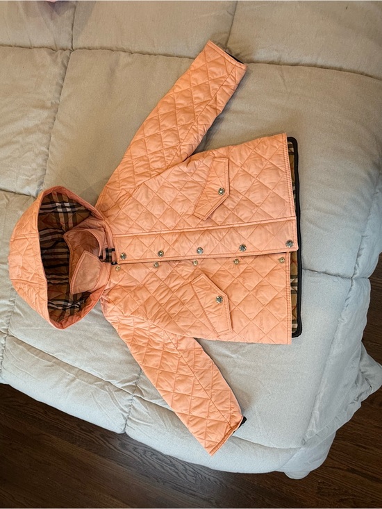 Burberry Other - Burberry Quilted Peach Hooded Kids Jacket